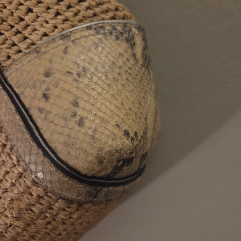 Coach 2011 Natalie Straw And Python Turnlock Tote… - image 8